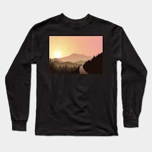 Mountain Road D20 Dice Sun Tabletop RPG Maps and Landscapes Long Sleeve T-Shirt